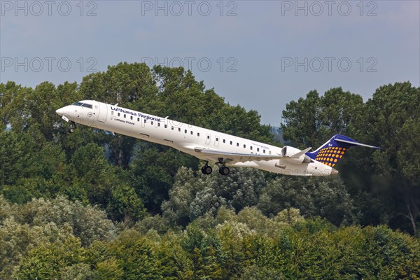 A Bombardier CRJ-900 aircraft of Lufthansa Regional CityLine with registration number D-ACNJ at Leipzig/Halle Airport