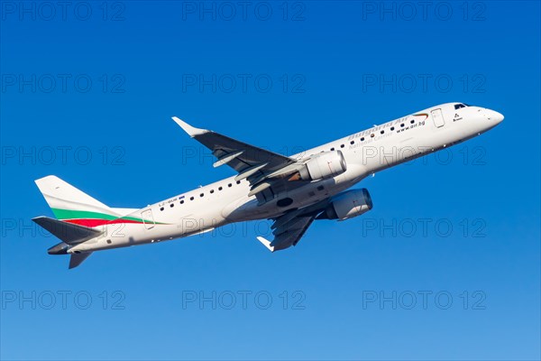 An Embraer ERJ190 of Bulgaria Air with the registration LZ-BUR at Frankfurt Airport