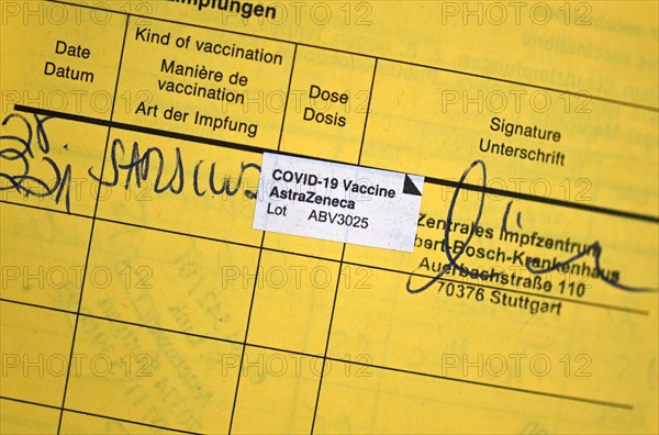 Vaccination certificate after vaccination with AstraZeneca against Covid-19