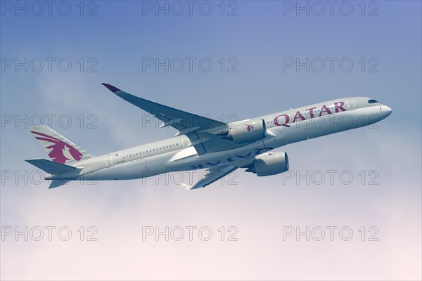 An Airbus A350-900 aircraft of Qatar Airways with registration number A7-ALD at Male Airport