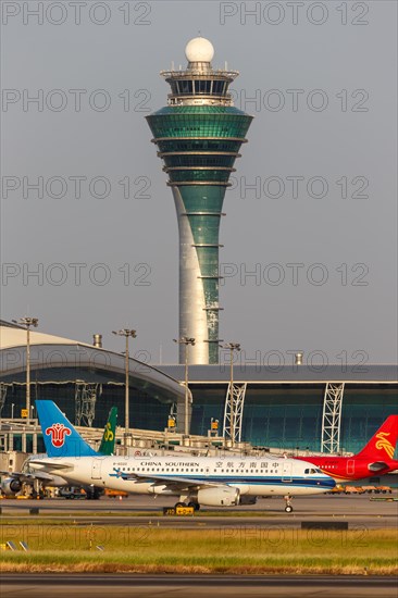 An Airbus A319 aircraft of China Southern Airlines with registration number B-6020 at Guangzhou airport