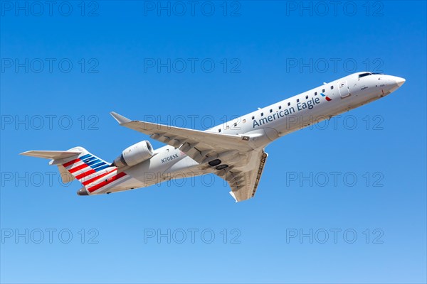 A Bombardier CRJ-700 aircraft of American Eagle SkyWest Airlines with registration N708SK at Phoenix Airport