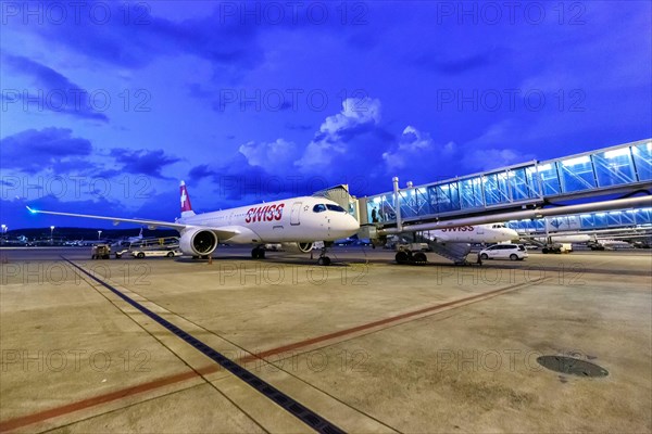 An Airbus A220-300 aircraft of Swiss with the registration HB-JCT at Zurich Airport