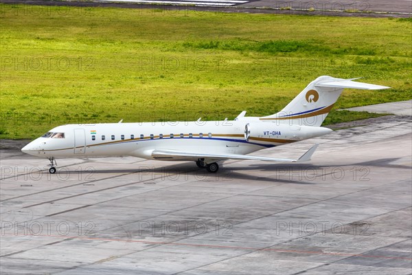 A private Bombardier Global Express BD-700-1A10 with registration VT-DHA at Mahe Airport