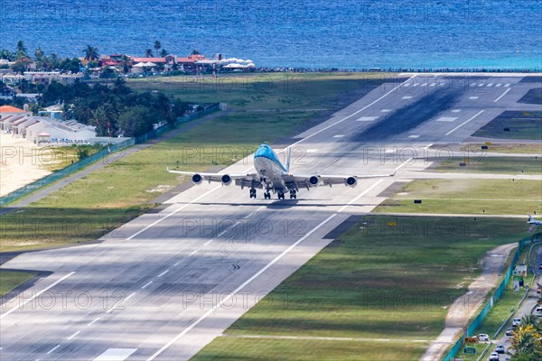 A KLM Asia Boeing 747-400 with the registration PH-BFY at Sint Maarten airport