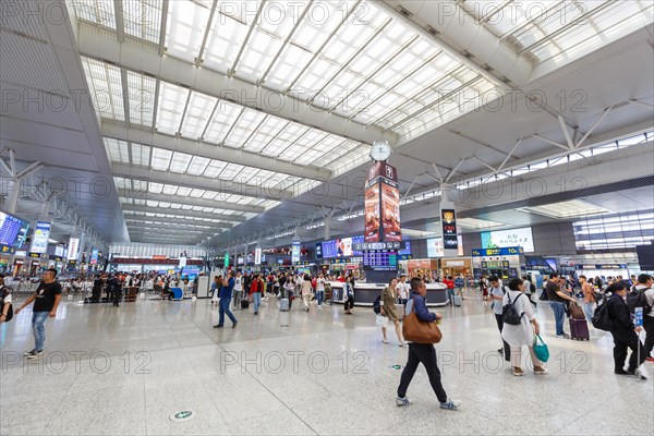 Shanghai Hongqiao railway station in China. Shanghai Hongqiao is the largest railway station in Asia