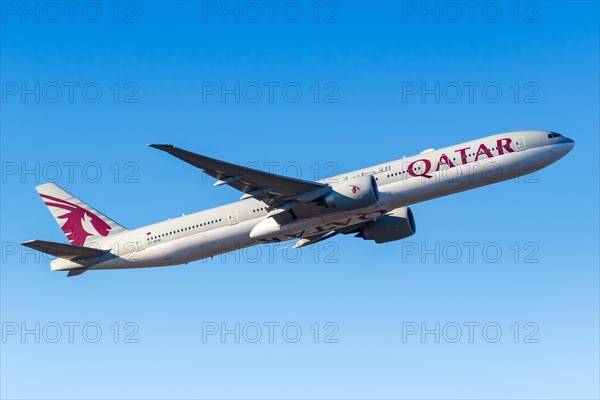 A Boeing 777-300ER aircraft of Qatar Airways with registration number A7-BEM at Frankfurt Airport