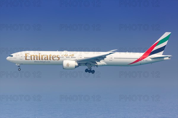 An Emirates Boeing 777-300ER with registration A6-EGN lands at Male airport