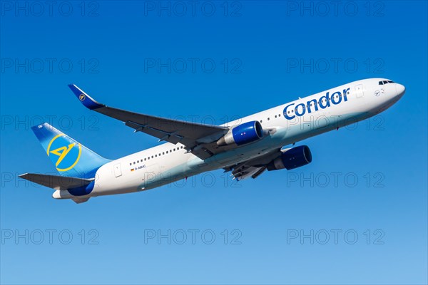 A Boeing 767-300ER aircraft of Condor with registration D-ABUC at Frankfurt Airport