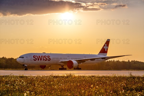 A Boeing 777-300ER aircraft of Swiss with the registration HB-JNA at Zurich airport