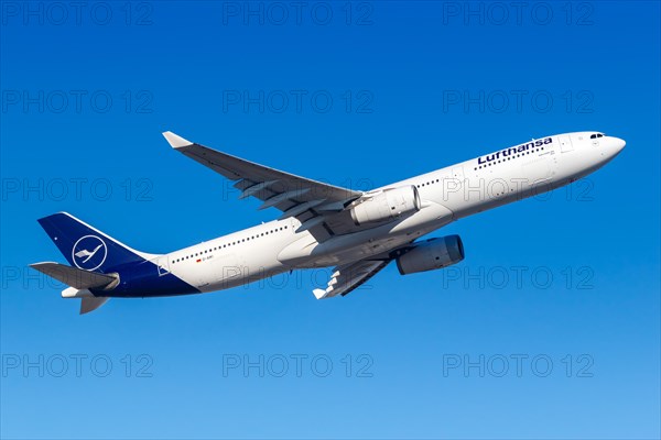 A Lufthansa Airbus A330-300 with the registration D-AIKI at Frankfurt Airport