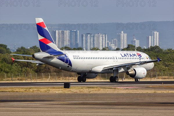 An Airbus A320 aircraft of LATAM with the registration CC-BAS at Cartagena airport