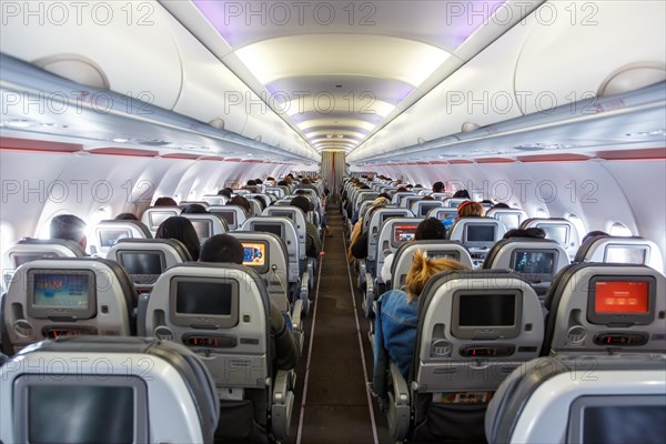 Cabin of an Avianca Airbus aircraft at Cuzco airport