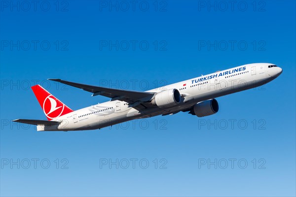 A Boeing 777-300ER aircraft of Turkish Airlines with registration number TC-JJF at Frankfurt Airport