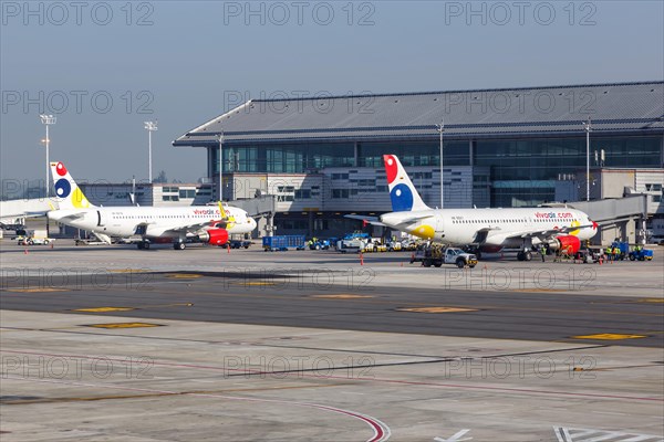 Airbus A320 aircraft of Vivaair at Bogota Airport
