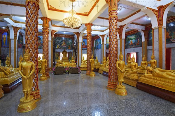 Interior with Buddha statues