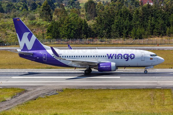 A Wingo Boeing 737-700 aircraft with registration number HP-1378CMP at Medellin Rionegro Airport