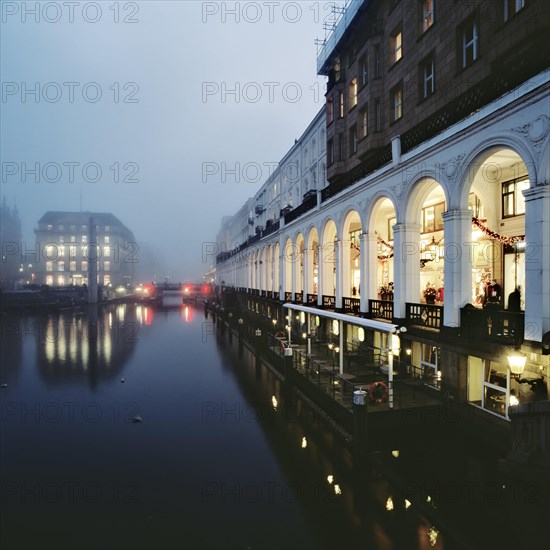 Alster arcades in fog