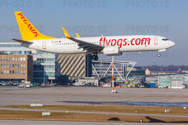 A Pegasus Airlines Boeing 737-800 with registration TC-CPV at Stuttgart Airport