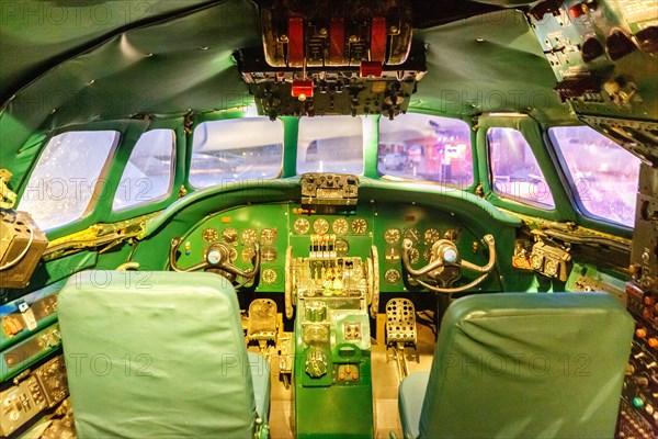 Cockpit of a Lockheed L1649A Starliner aircraft of TWA Trans World Airlines with registration N8083H at New York John F Kennedy