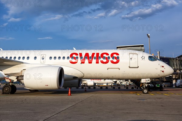 An Airbus A220-300 aircraft of Swiss with the registration HB-JCR at Zurich Airport