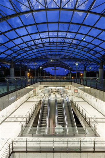 Light rail metro underground station Westfalenhallen station in Dortmund