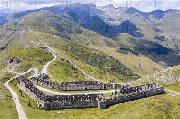 Aerial view of the ruins of the barracks at Fort Central