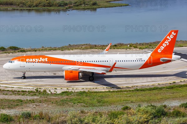 An Airbus A321neo aircraft of EasyJet with registration G-UZMF at Corfu Airport