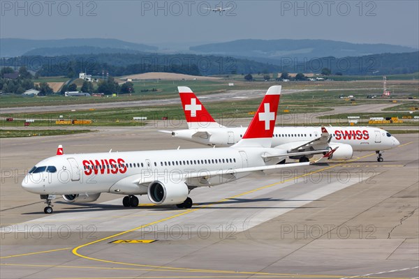 Airbus A220-300 aircraft of Swiss at Zurich airport
