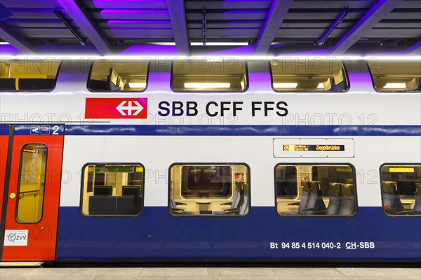 Siemens Desiro Double Deck double-decker train S-Bahn Zurich in the station Airport