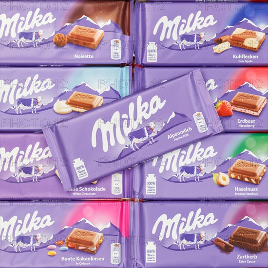 Milka chocolates different varieties wallpaper square