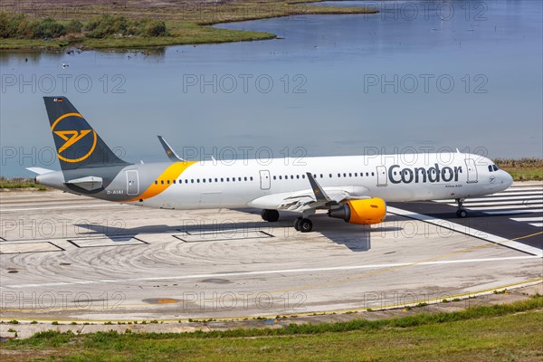 An Airbus A321 aircraft of Condor with registration D-AIAI at Corfu Airport