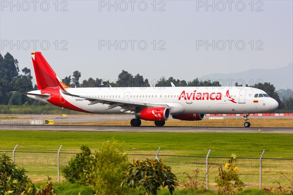 An Avianca Airbus A321 aircraft with registration number N696AV at Bogota Airport