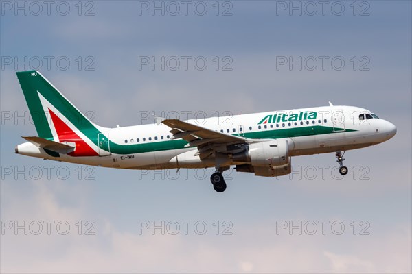 An Airbus A319 aircraft of Alitalia with registration number EI-IMU at Athens Airport