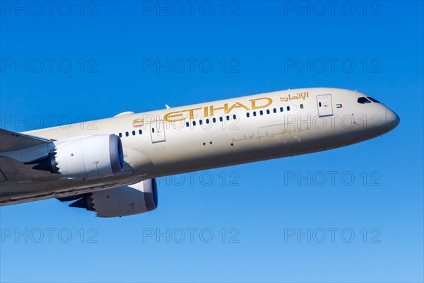 A Boeing 787-10 Dreamliner aircraft of Etihad with registration number A6-BMC at Frankfurt Airport