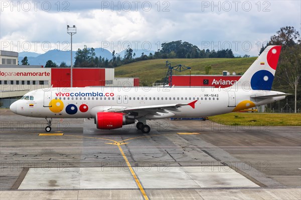 A Vivaair Airbus A320 aircraft with registration HK-5142 at Medellin Rionegro Airport