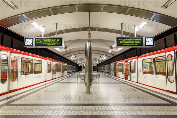Light rail metro underground station Westfalenhallen station in Dortmund