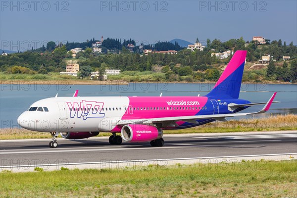 An Airbus A320 aircraft of Wizzair with registration number HA-LWR at Corfu Airport