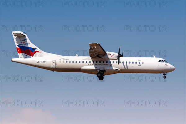 An ATR 72-500 aircraft of Sky Express with registration number SX-THR at Athens airport