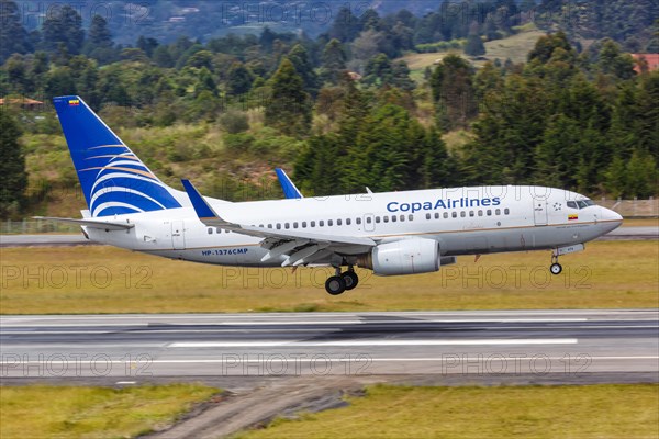 A Copa Airlines Boeing 737-700 aircraft with registration number HP-1376CMP at Medellin Rionegro Airport