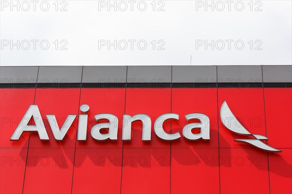 Avianca logo on a building at Bogota Airport