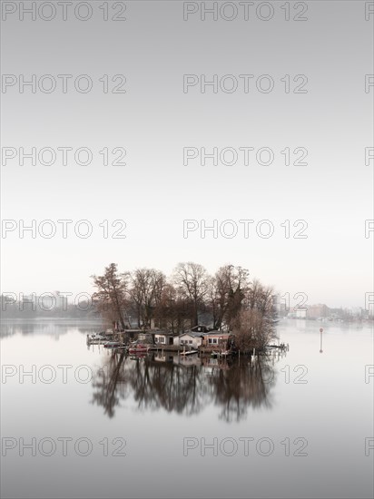 Kleiner Wall or Love Island in the Havel River in Berlin Spandau in the morning