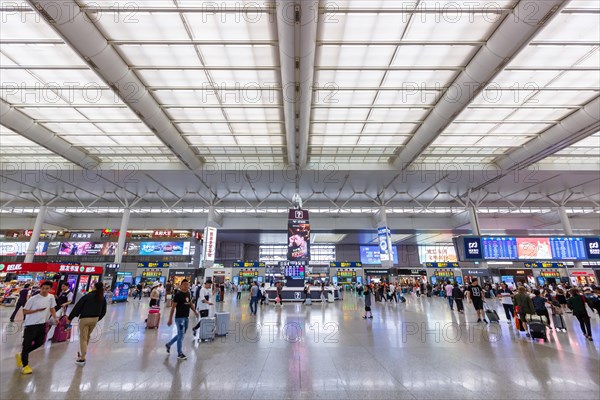 Shanghai Hongqiao railway station in China. Shanghai Hongqiao is the largest railway station in Asia