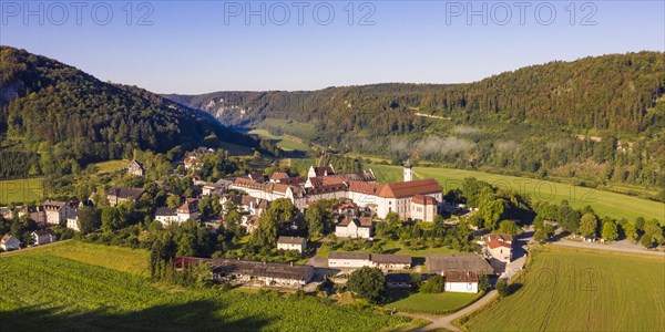 Aerial photograph of Beuron Monastery in the Upper Danube nature park Park