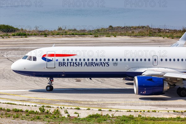 A British Airways Airbus A321neo aircraft with registration G-NEOP at Corfu Airport