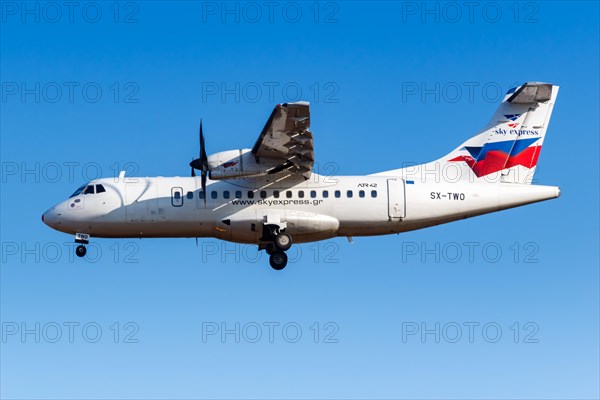 An ATR 42-500 aircraft of Sky Express with registration number SX-TWO at Athens Airport