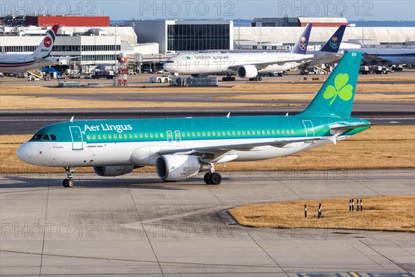 An Aer Lingus Airbus A320 with registration number EI-DEH at London Heathrow Airport