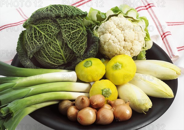 PLATE WITH DWARF OR MINIATURE VEGETABLES