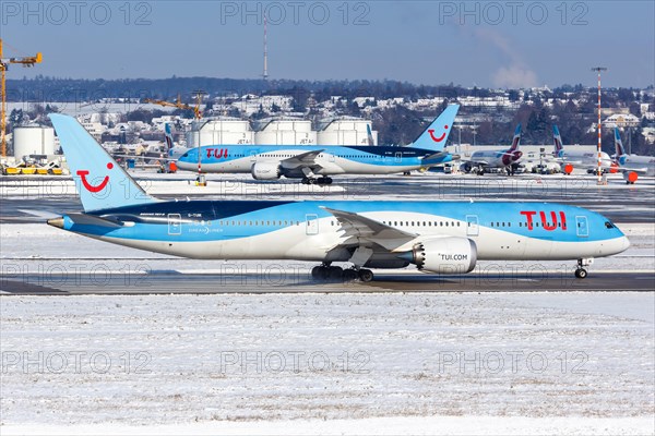 A TUI Boeing 787-9 Dreamliner aircraft with registration G-TUIK at Stuttgart Airport