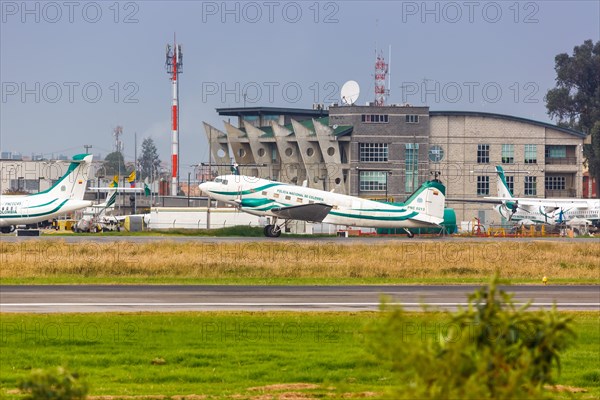 A Douglas Basler BT-67 Turbo-67 DC-3 aircraft of the Policia Nacional de Colombia PNC with registration PNC 0213 at Bogota Airport